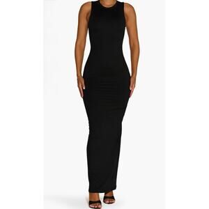 Naked Wardrobe Black Maxi Dress Small | Sleeveless Bodycon Curve-Hugging Fit
